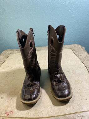 DBL Barrel Kids Travis Brown Faux Gator Square Toe Western Boots